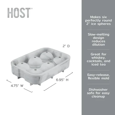Moule à sphères de glace en silicone 2" en Marbre