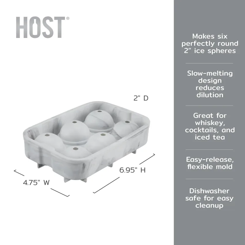 Moule à sphères de glace en silicone 2" en Marbre