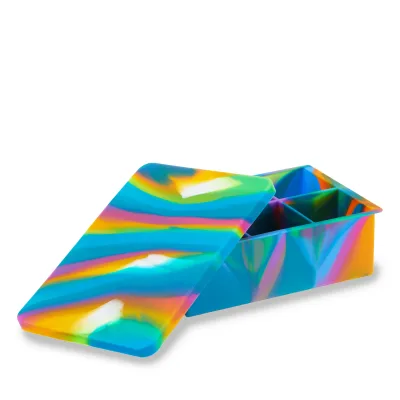 2" Ice Cube Tray mit Deckel in Buntem Marmor