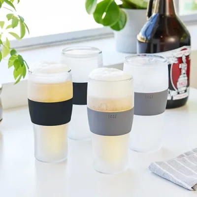Beer FREEZE™ Cooling Cups in Grey/Black, Set of 4