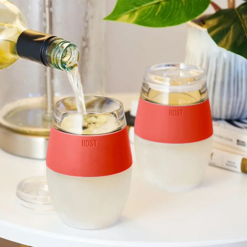 Wine FREEZE™ in Coral with Lids, Set of 2