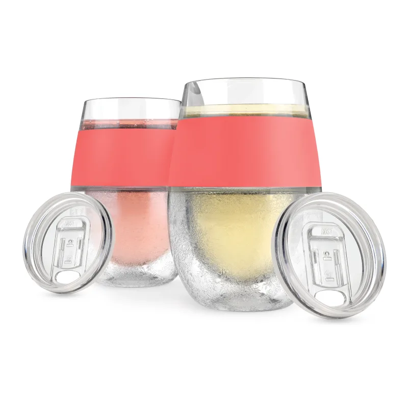 Wine FREEZE™ in Coral with Lids, Set of 2