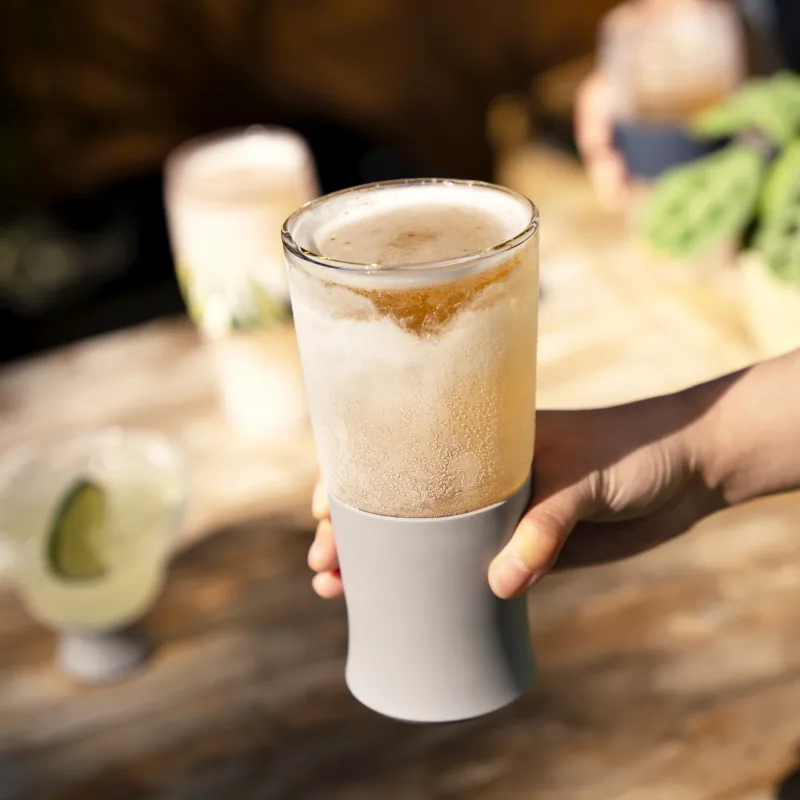 Glass Beer FREEZE™ in Gray, Set of 2