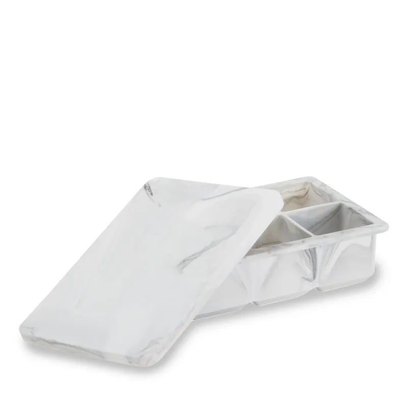 2" Ice Cube Tray with Lid in Gray Marble
