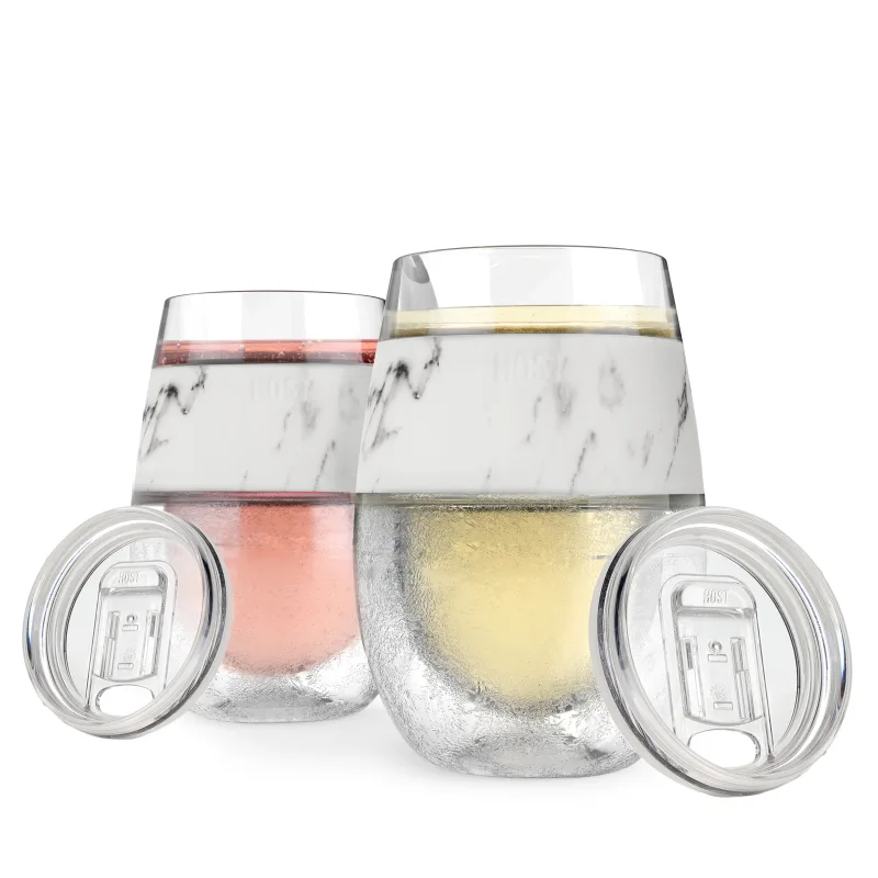 Wine FREEZE™ in Marble with Lids, Set of 2