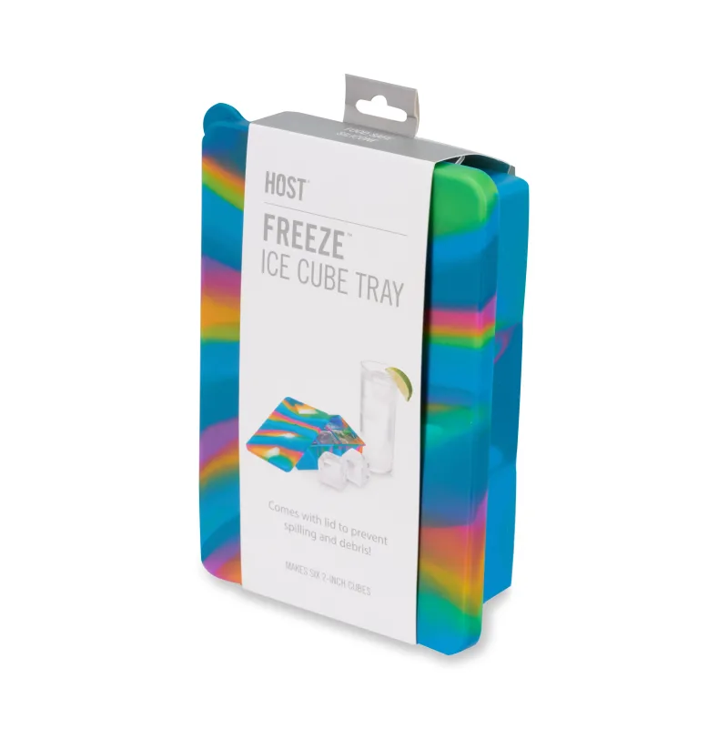 2" Ice Cube Tray mit Deckel in Buntem Marmor
