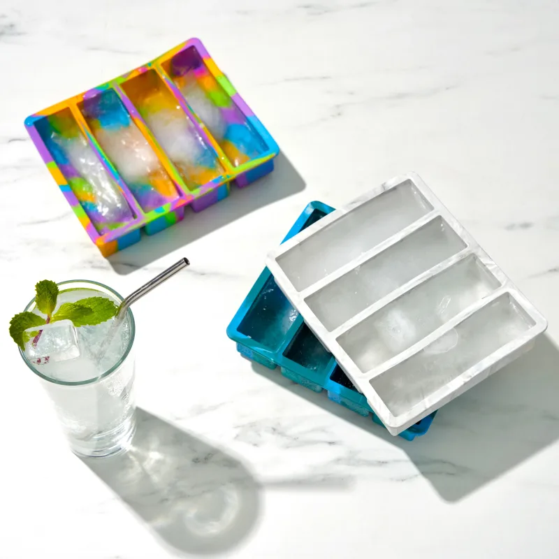 Water Bottle Ice Cube Tray in Blue Marble