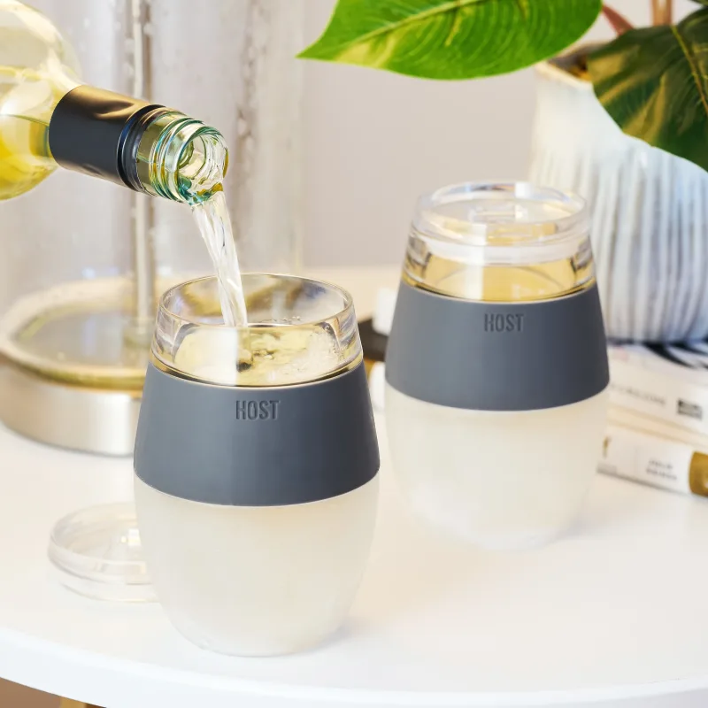 Wine FREEZE™ in Gray with Lids, Set of 2