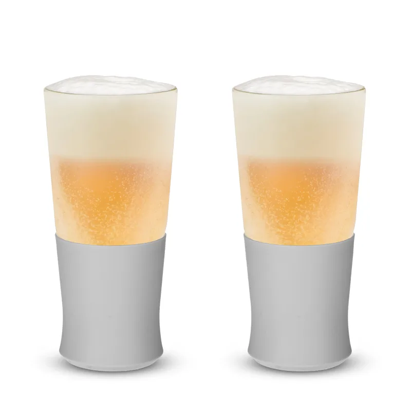 Glass Beer FREEZE™ in Gray, Set of 2